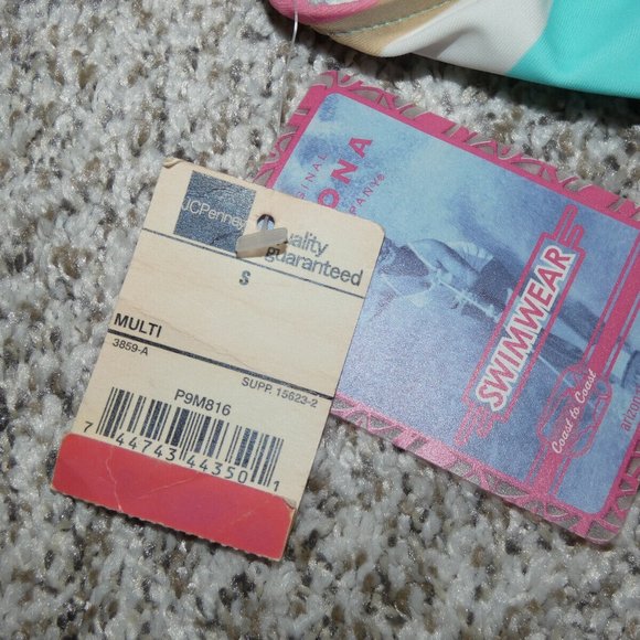 Colorful Bandeau Bikini Top Bathing suit Swimwear Arizona Removable Pads Size S - Picture 6 of 7